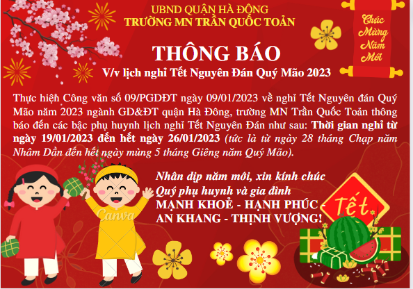 thông báo nghỉ tết